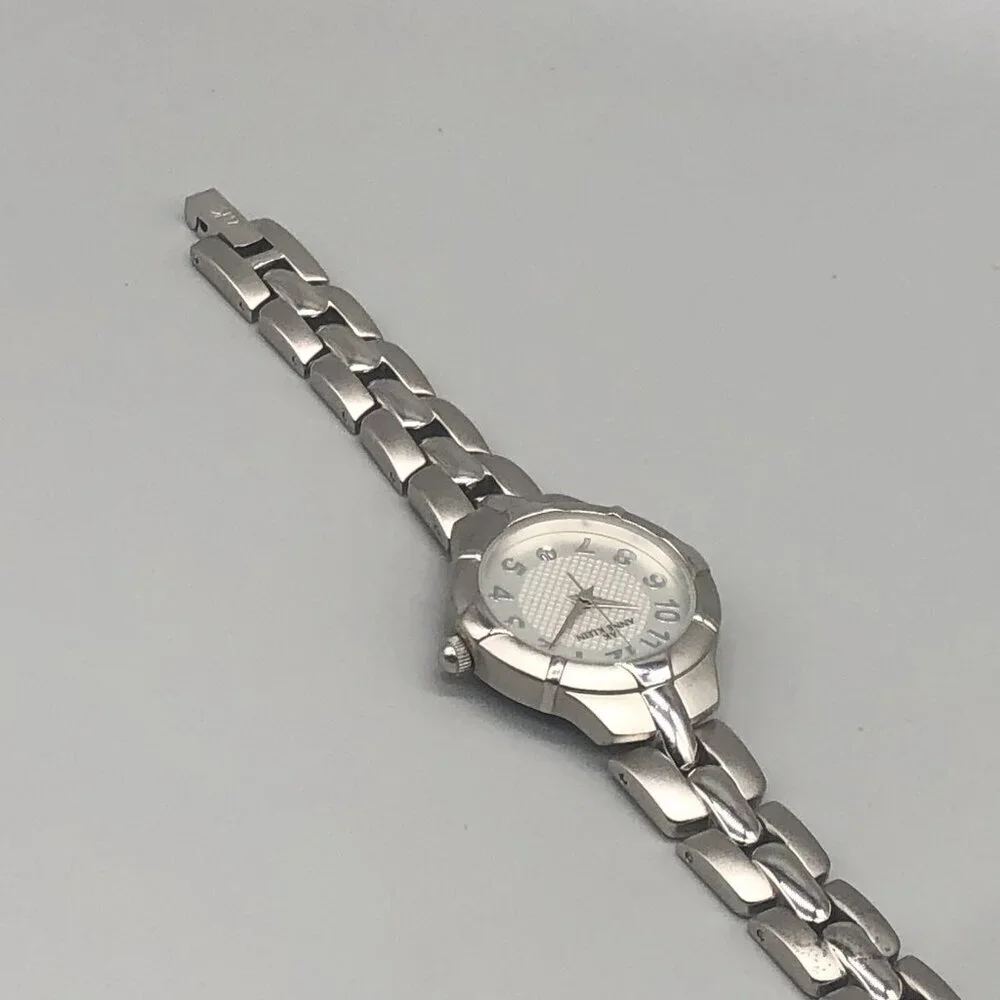 3/$30 Anne Klein Watch Women Silver Tone Round Dial 27MM Date Window New Battery